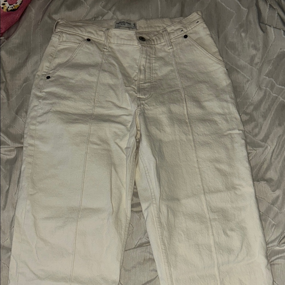 Abercombie & Fitch Curve Love Vintage Cream High-Waisted Pants